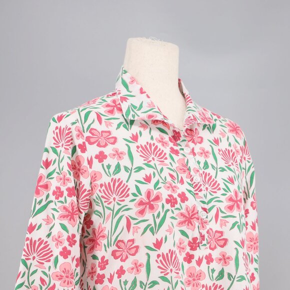 VICTORIA DUNN Cotton Floral Shirt Dress Pink & Green Size S - Picture 3 of 7